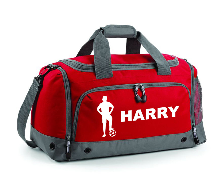 Personalised Football Player Holdall With Your Name Or Club Kids Boys Men Kit Bag