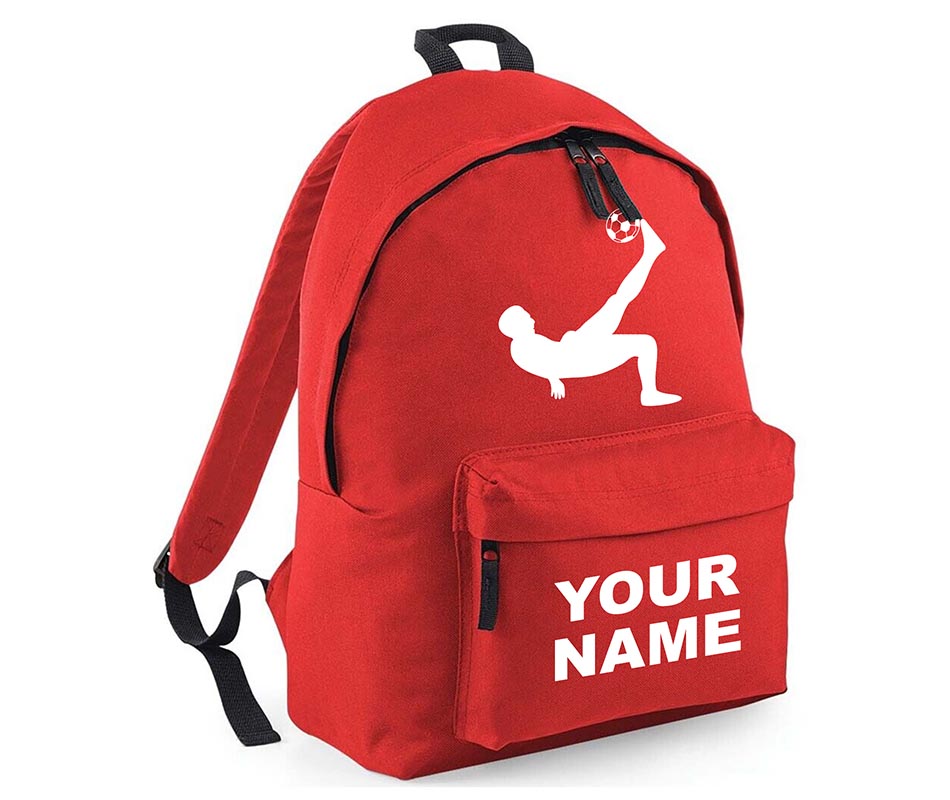 Personalised Football Player School Backpack Bag Kids Any Name Text Girls Boys Rucksack Casual and Travel Bag PE Kit