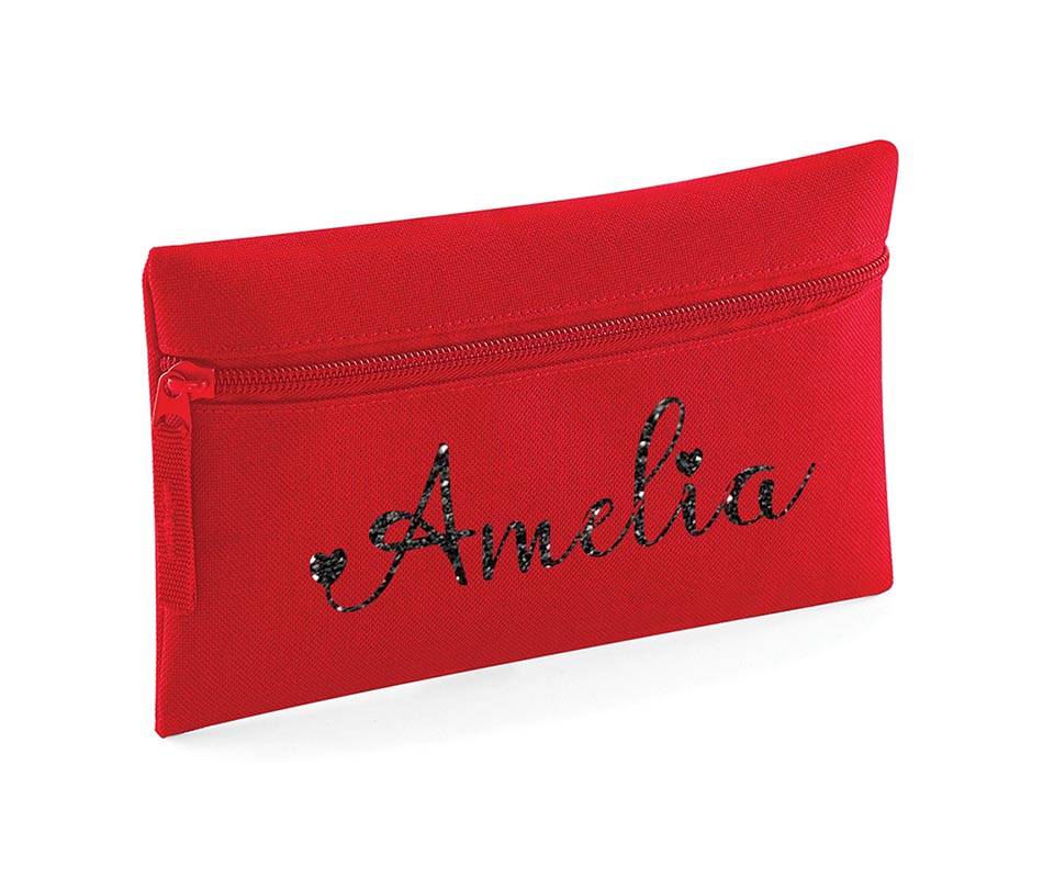 Personalised Pencil Case With Glitter Name School Equipment Pens Bag Case Gift