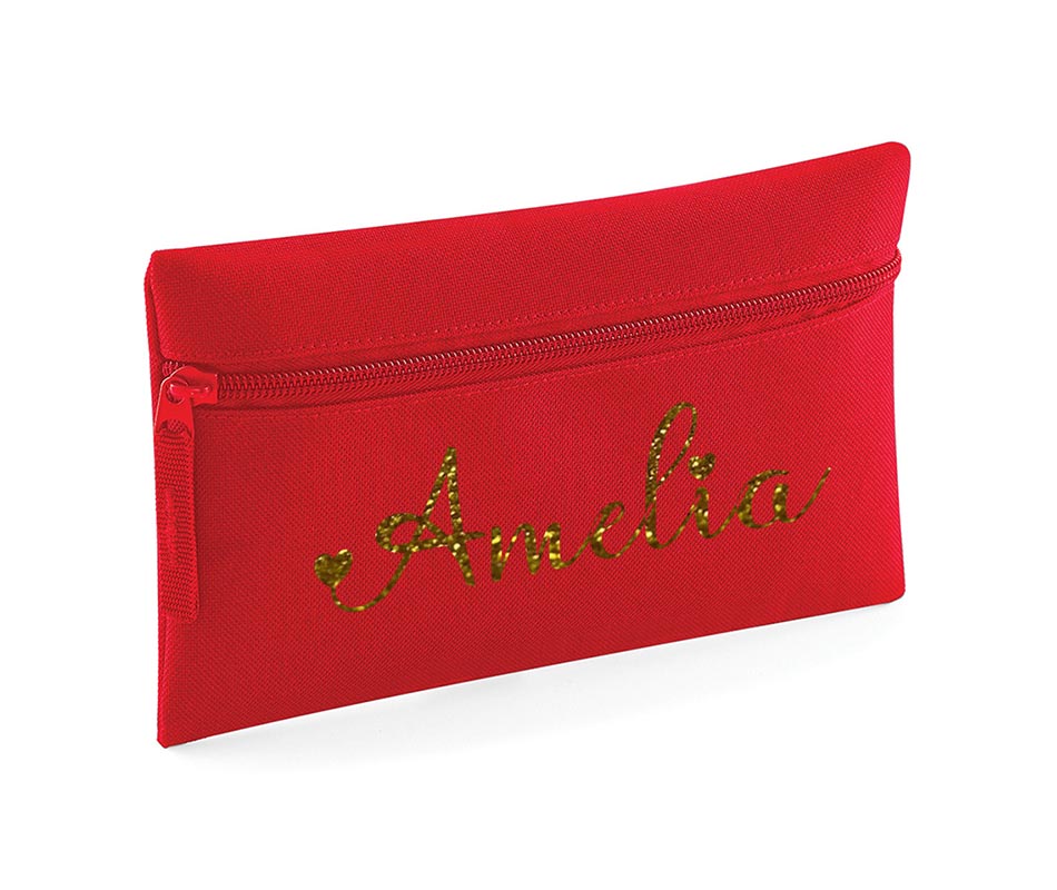 Personalised Pencil Case With Glitter Name School Equipment Pens Bag Case Gift