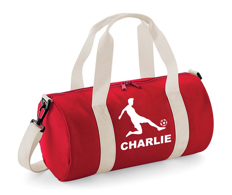 Personalised Football Player with Your Name School Gym Kit Kids Bag Gift Gym Essentials