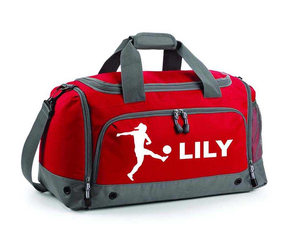 Personalised Football Player Holdall With Your Name Or Club Kids girls women Kit Bag Water-Resistant Unisex Comfortable