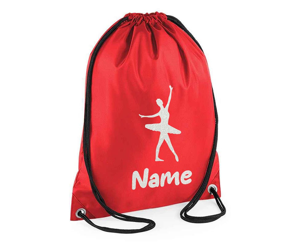 Personalised Dance Pull String Bag Girls Glitter Drawstring Ballet Kids Gift