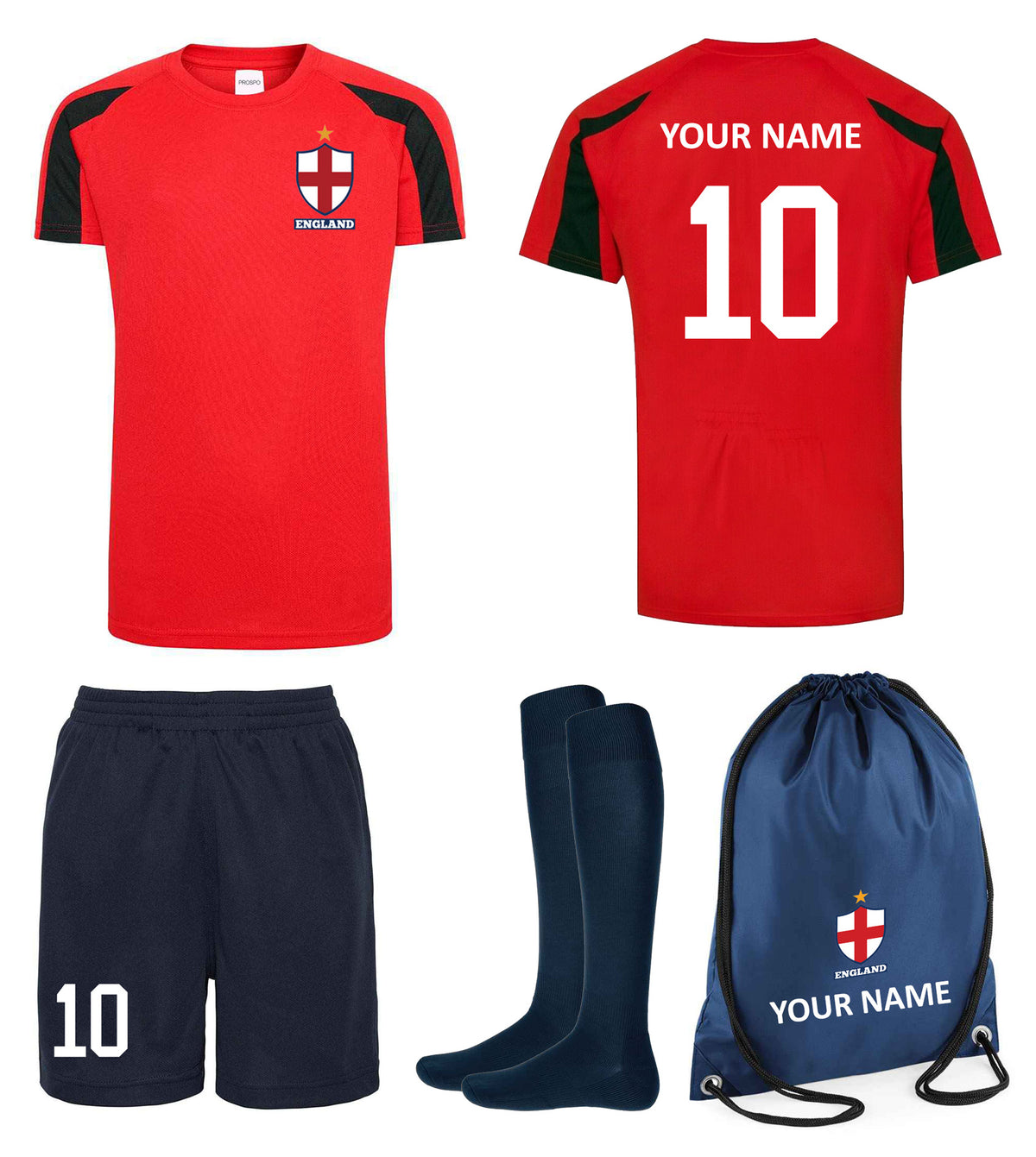 Children Personalised England Flag badge Sports Football Kits