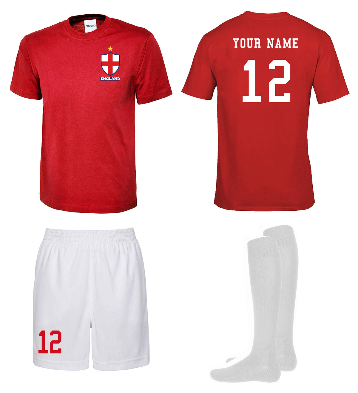 Children Personalised England Flag Badge Football Kits