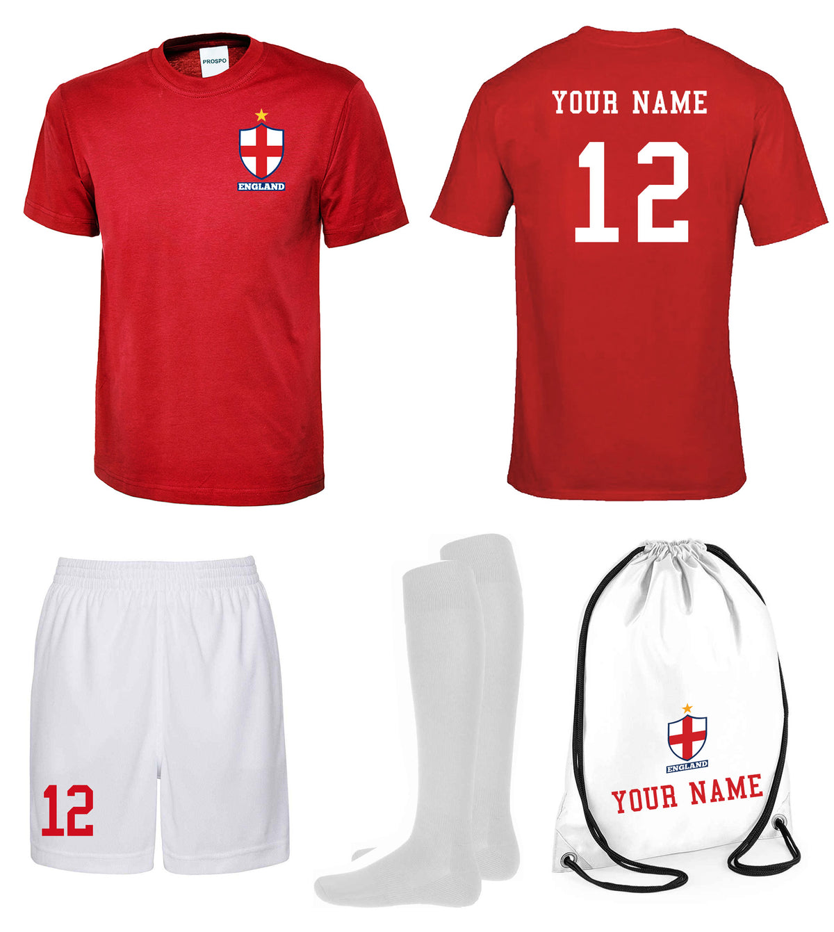 Children Personalised England Flag badge Sports Football Kits