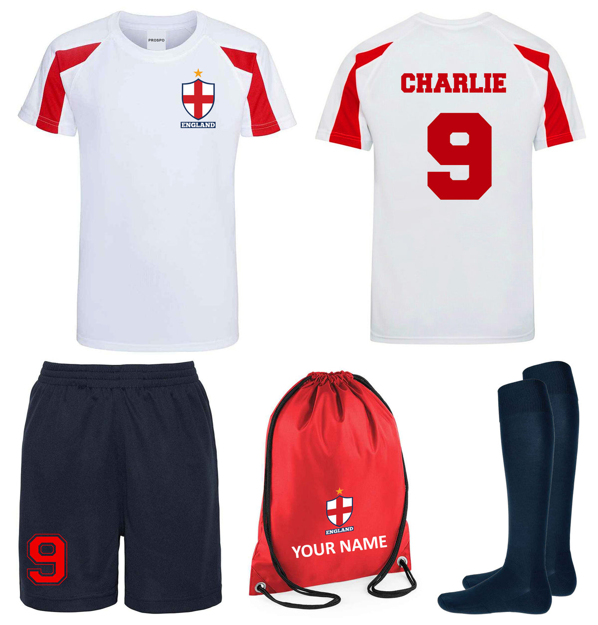 Children Personalised England Flag Badge Football Kits