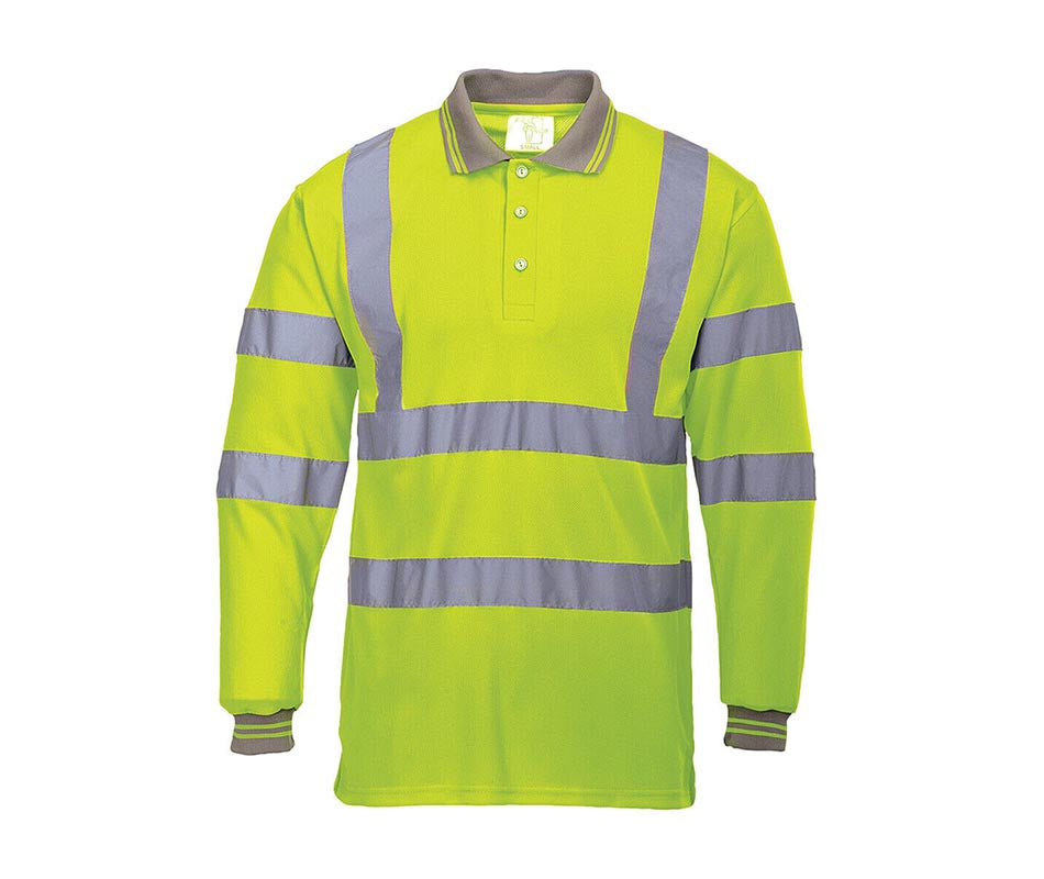 Hi Vis Viz Polo T-Shirt High Visibility Reflective Tape Safety Security Work Top