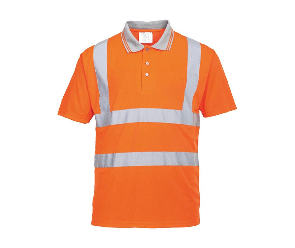 Hi Vis Viz Polo T-Shirt High Visibility Reflective Tape Safety Security Work Top