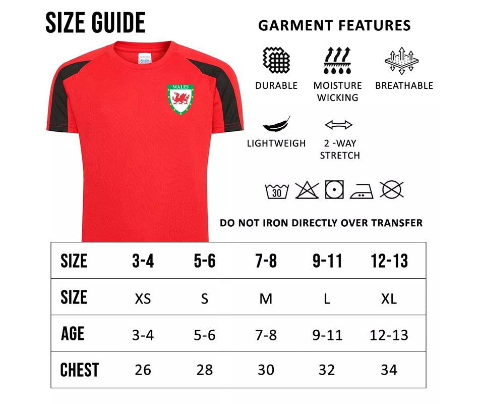 Personalised Wales Style Football Shirts Custom Football Kits for Boys and Girls