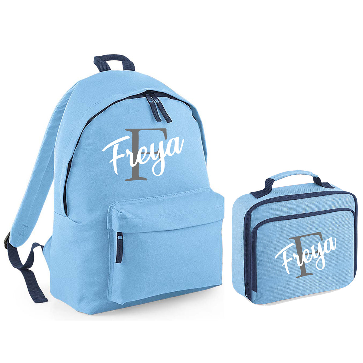 Personalised Name Backpack & Lunch Bag - Printed Customised Rucksack Kids School