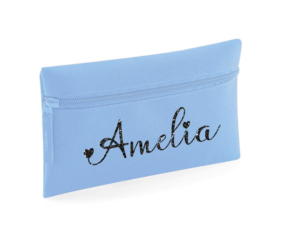 Personalised Pencil Case With Glitter Name School Equipment Pens Bag Case Gift