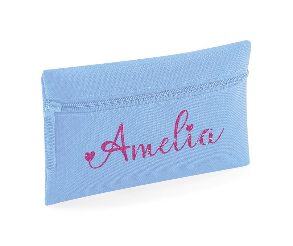 Personalised Pencil Case With Glitter Name School Equipment Pens Bag Case Gift