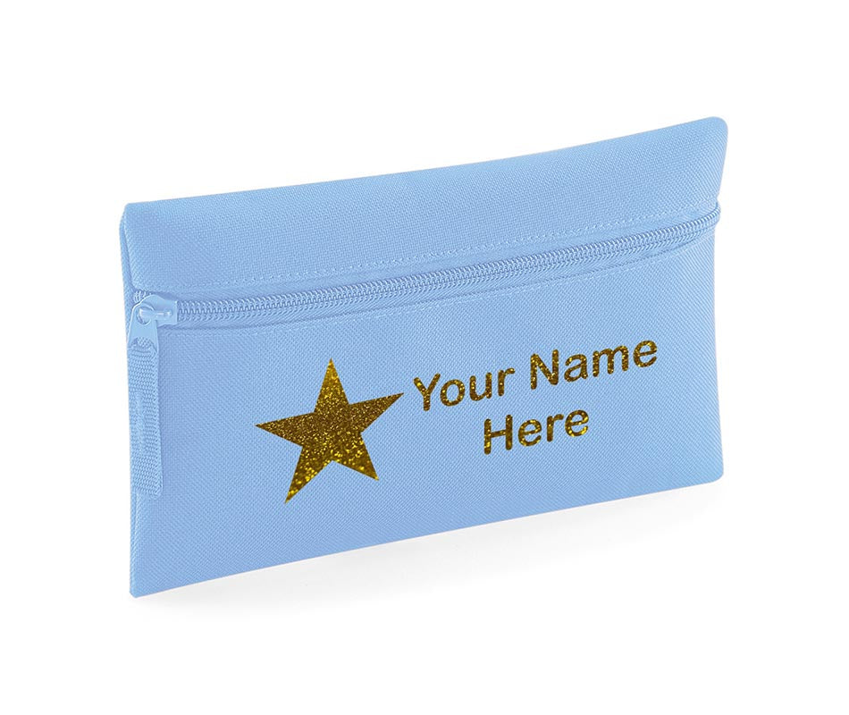 Personalised Pencil Case With Star Print And Name School Equipment Pens Bag Case