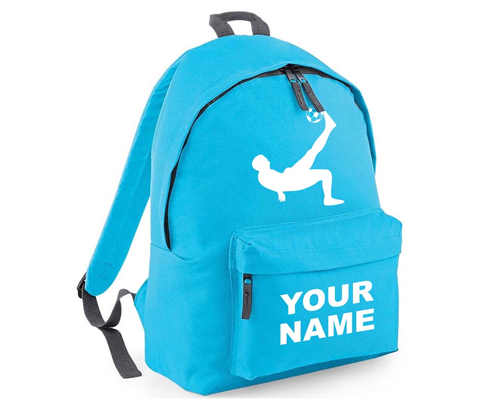 Personalised Football Player School Backpack Bag Kids Any Name Text Girls Boys Rucksack Casual and Travel Bag PE Kit