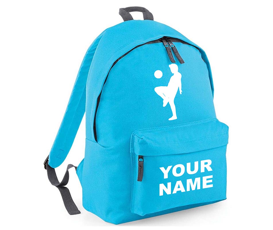 Personalised Football Player School Backpack Bag Kids Any Name Text Girls Boys Rucksack Casual and Travel Bag PE Kit