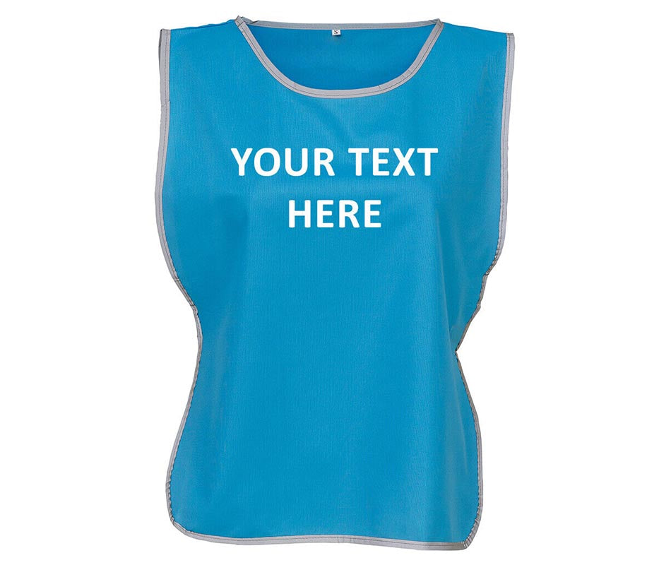 Personalised Text Hi-Vis Tabard Reflective Sports Team Waistcoat Safety Vest