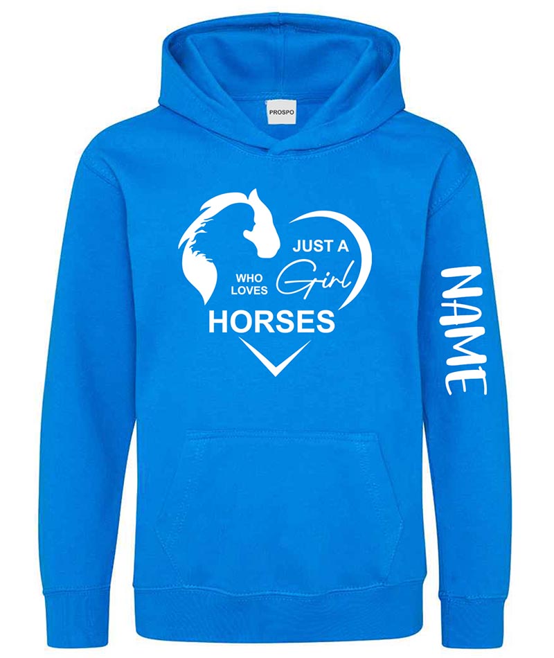 Personalised Equestrian Glitter Hoodie Custom Printed Name Girls Hoodies Jumper