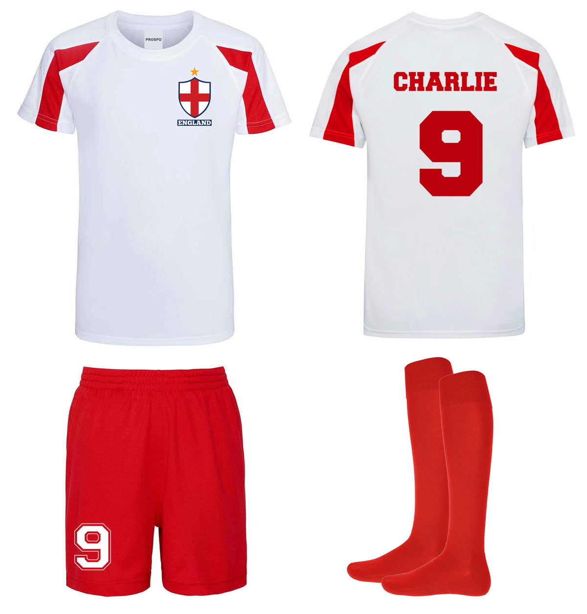 Children Personalised England Flag Badge Sports Football Kit