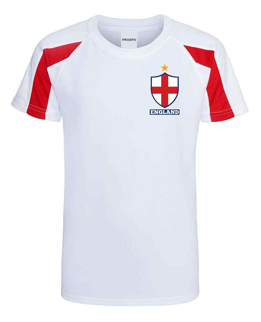 Children Personalised Kids England Flag Badge Style Away Football Kit