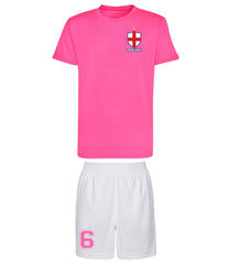 Personalised England Style Kit Football Shirt and Shorts for Girls Best Birthday