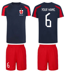 Childrens Personalised England Football Shirt and Shorts for Boys and Girls