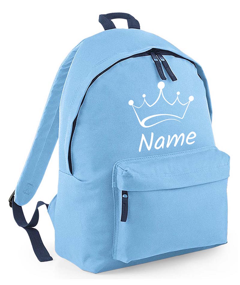 Personalised School Backpack Bag Kids Any Name Text Girls Crown Rucksack PE Kit