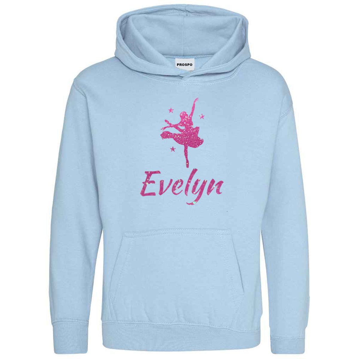 Personalised Dancing Gymnastic Girl Hoodie Custom Glitter Printed Name Hoodies