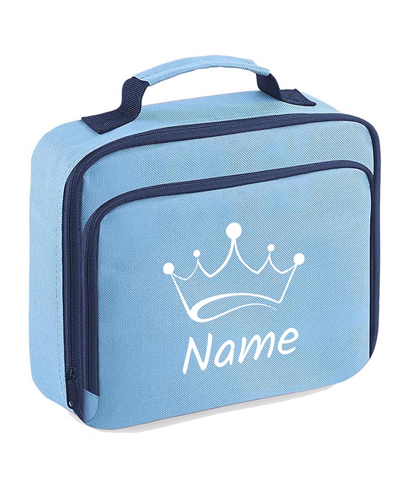 Personalised Crown Lunch Box Custom Name School Kids Boys Girls Insulated Bag