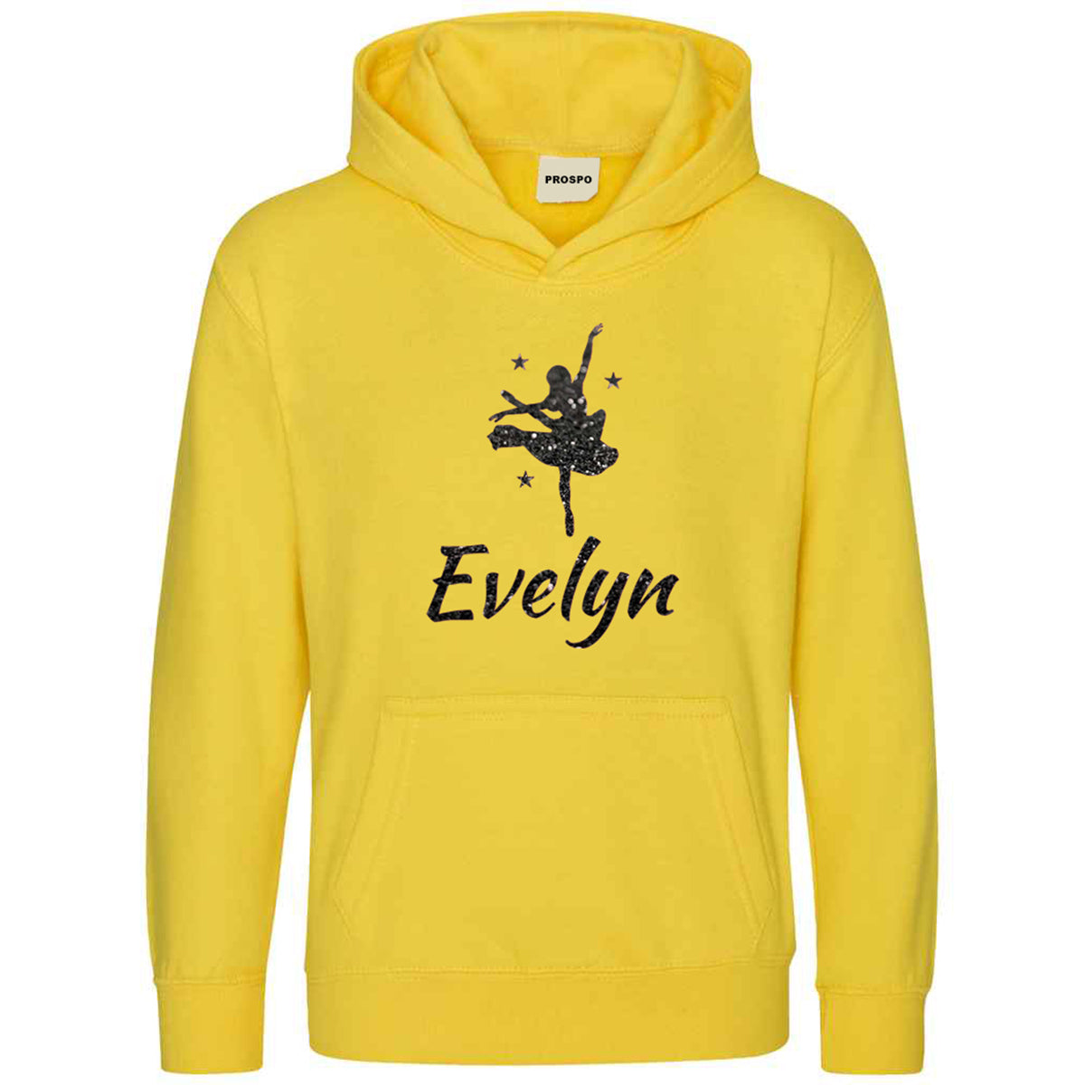 Personalised Dancing Gymnastic Girl Hoodie Custom Glitter Printed Name Hoodies