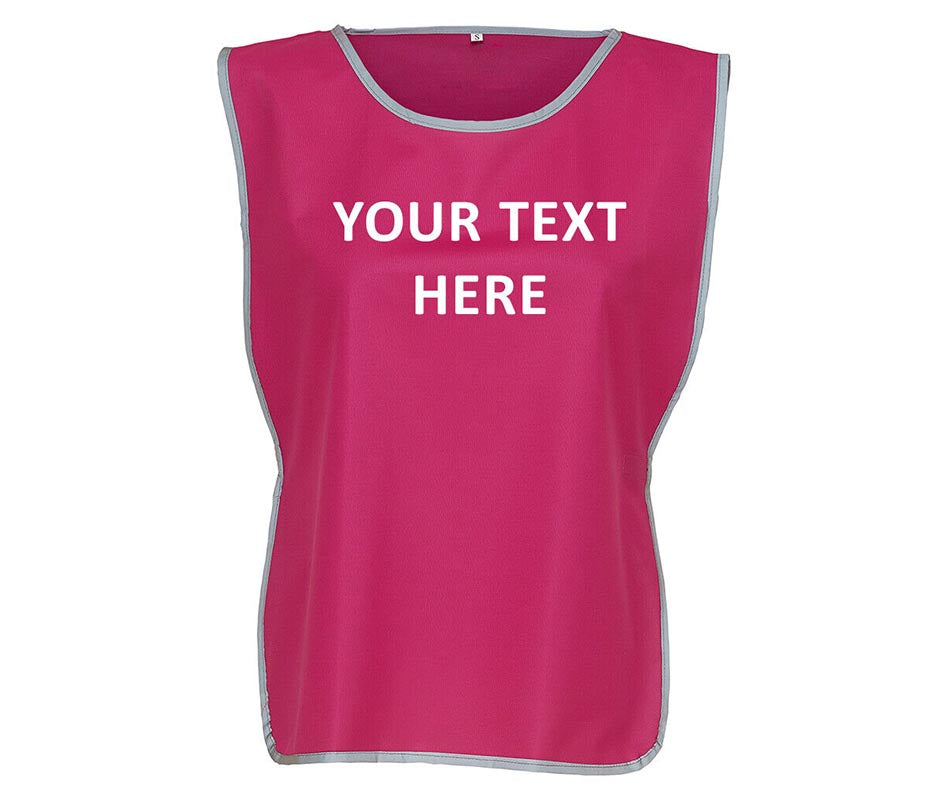 Personalised Text Hi-Vis Tabard Reflective Sports Team Waistcoat Safety Vest