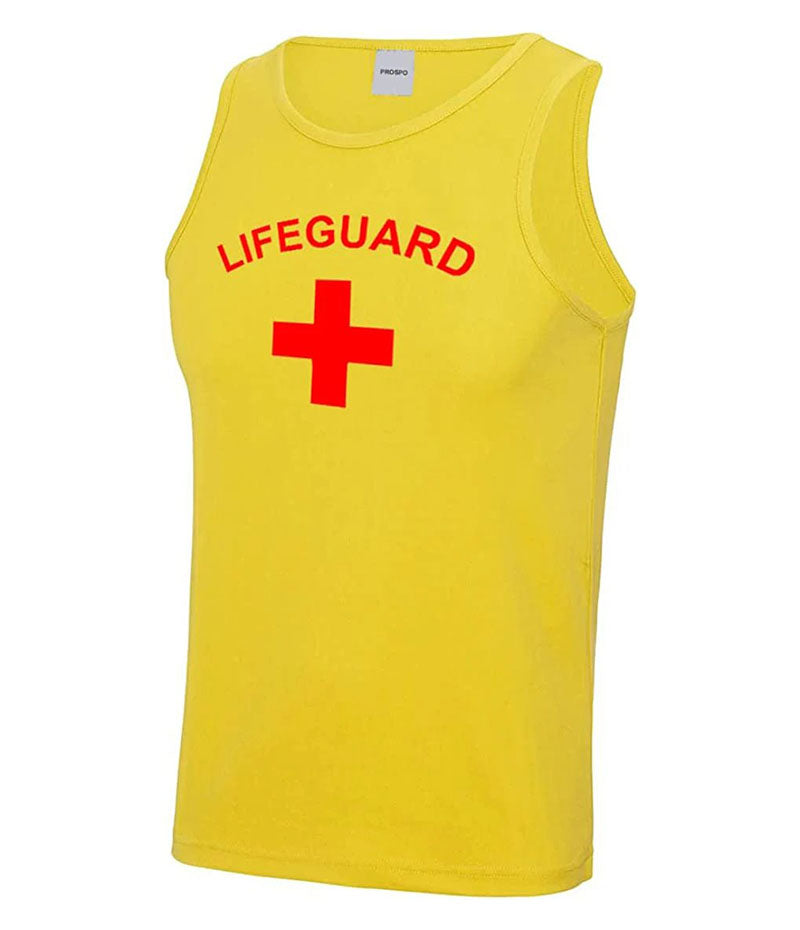 Prospo® Mens Lifeguard Yellow Cooltex Fancy Dress Beach Party Vest TOP