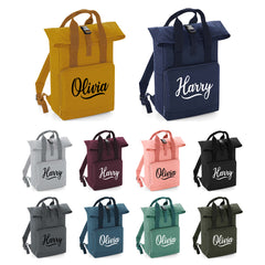 Personalised with Your Name Twin Handle Roll-Top Backpack