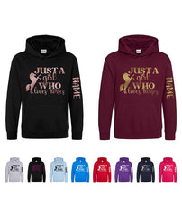 Personalised Equestrian Glitter Hoodie Custom Printed Name Girls Hoodies Jumper