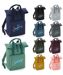 Personalised Backpack with Your Name Twin Handle Roll-Top Backpack