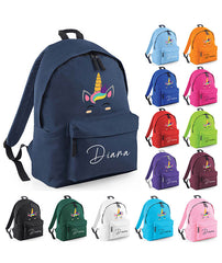 Personalised unicorn School Backpack Bag Any Name Text Kids PE Kit Girls Boys Gift