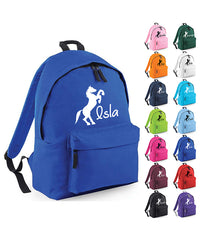 Personalised Equestrian School Backpack Bag Any Name Text Kids PE Kit Girls Boys Gift