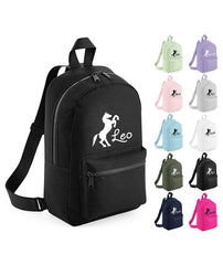 Personalised Girls Backpack Equestrian Bag Mini School PE Club Nursery Any Name Rucksack