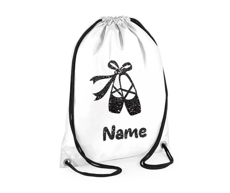 Personalised Dance Pull String Bag Girls Glitter Drawstring Ballet Kids Gift