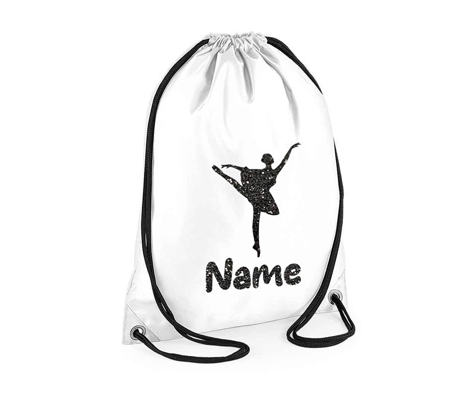 Personalised Dance Pull String Bag Girls Glitter Drawstring Ballet Kids Gift