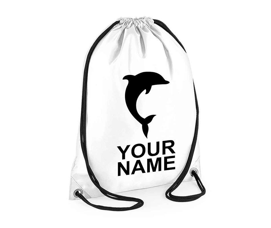 Personalised Dolphin Pull String Bag Unisex Drawstring Ballet Kids Gift