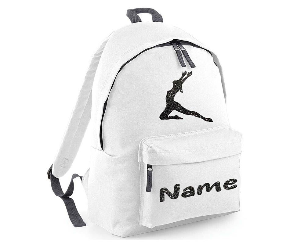 Personalised Gymnastics Leaping dancer School Backpack Kids Any Name Text Girls