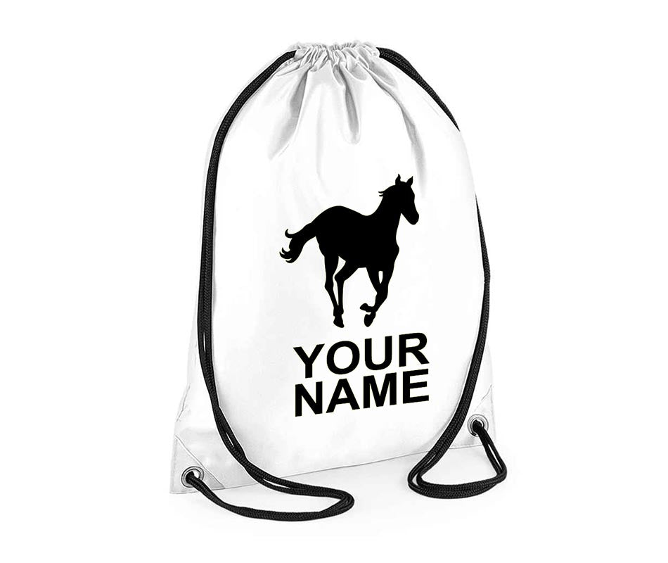 Personalised Unisex Equestrian Pull String Bag Drawstring Ballet Kids Gift Casual Backpack