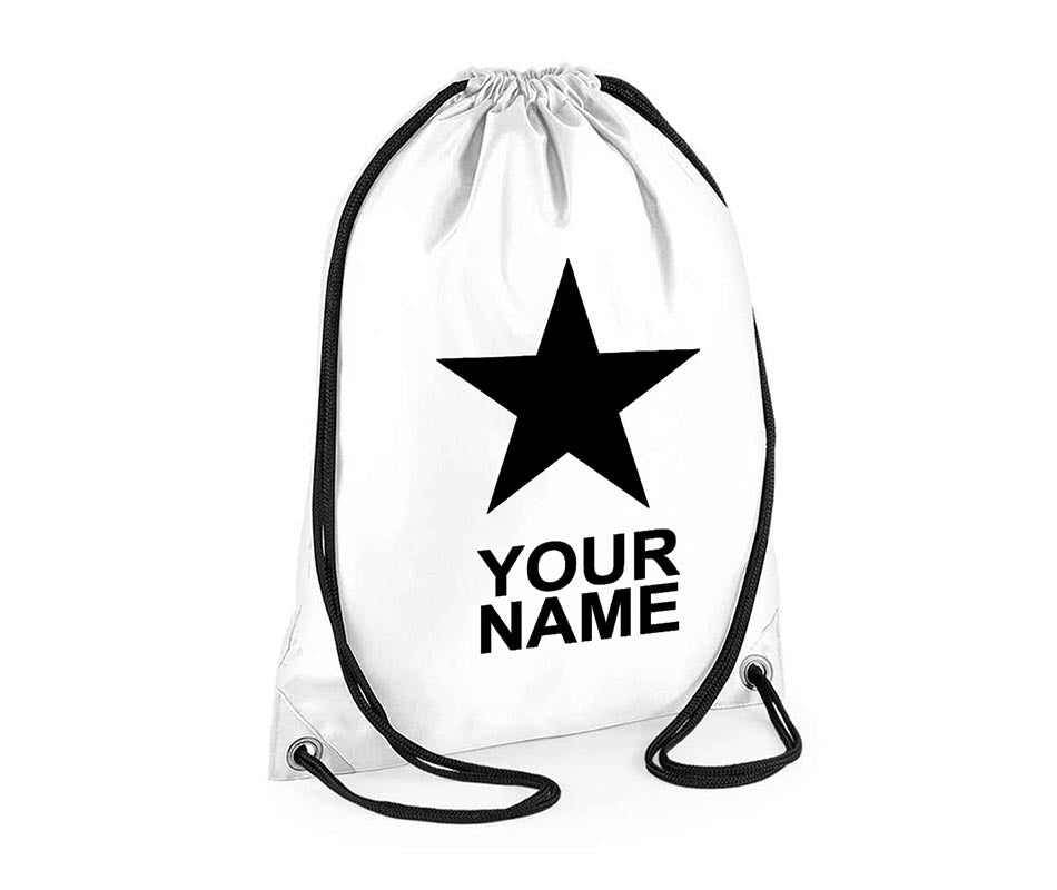 Personalised Unisex Star Pull String Bag Drawstring Ballet Kids Gift Casual Backpack