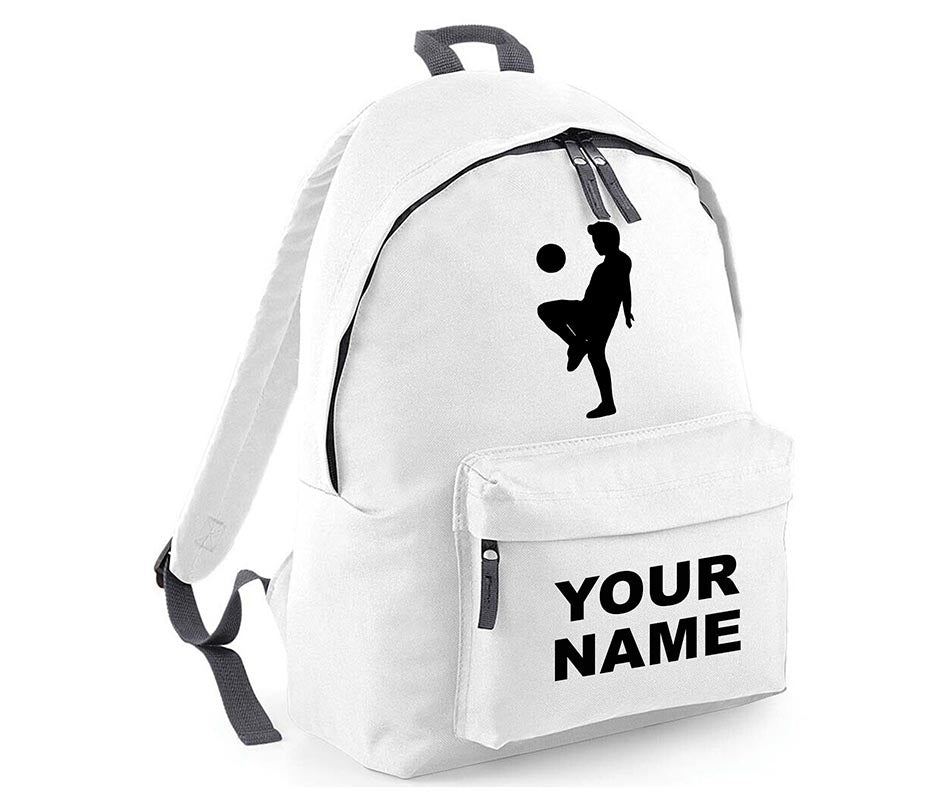 Personalised Football Player School Backpack Bag Kids Any Name Text Girls Boys Rucksack Casual and Travel Bag PE Kit