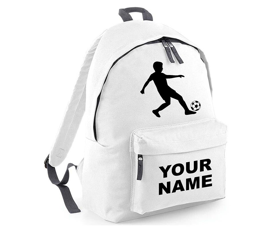 Personalised Football Player School Backpack Bag Kids Any Name Text Girls Boys Rucksack Casual and Travel Bag PE Kit