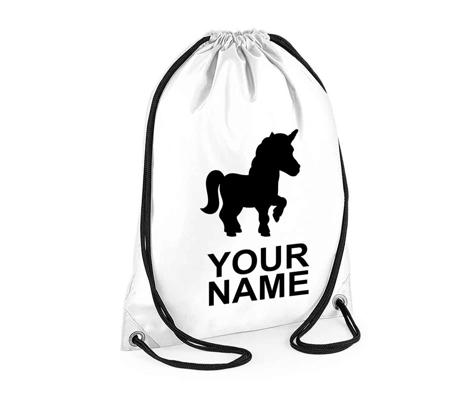 Personalised Unisex Unicorn Pull String Bag Drawstring Ballet Kids Gift Casual Backpack