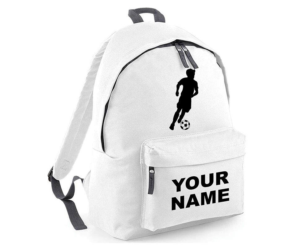 Personalised Football Player School Backpack Bag Kids Any Name Text Girls Boys Rucksack Casual and Travel Bag PE Kit