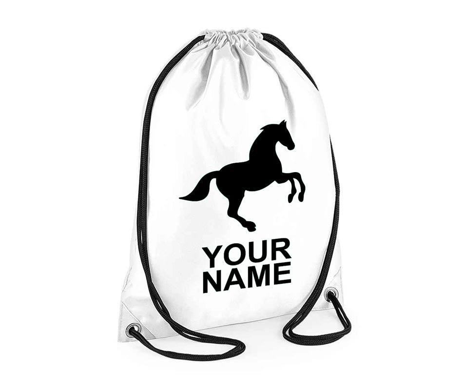 Personalised Unisex Equestrian Pull String Bag Drawstring Ballet Kids Gift Casual Backpack