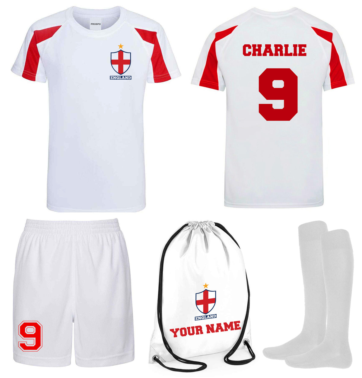 Children Personalised England Flag Badge Football Kits